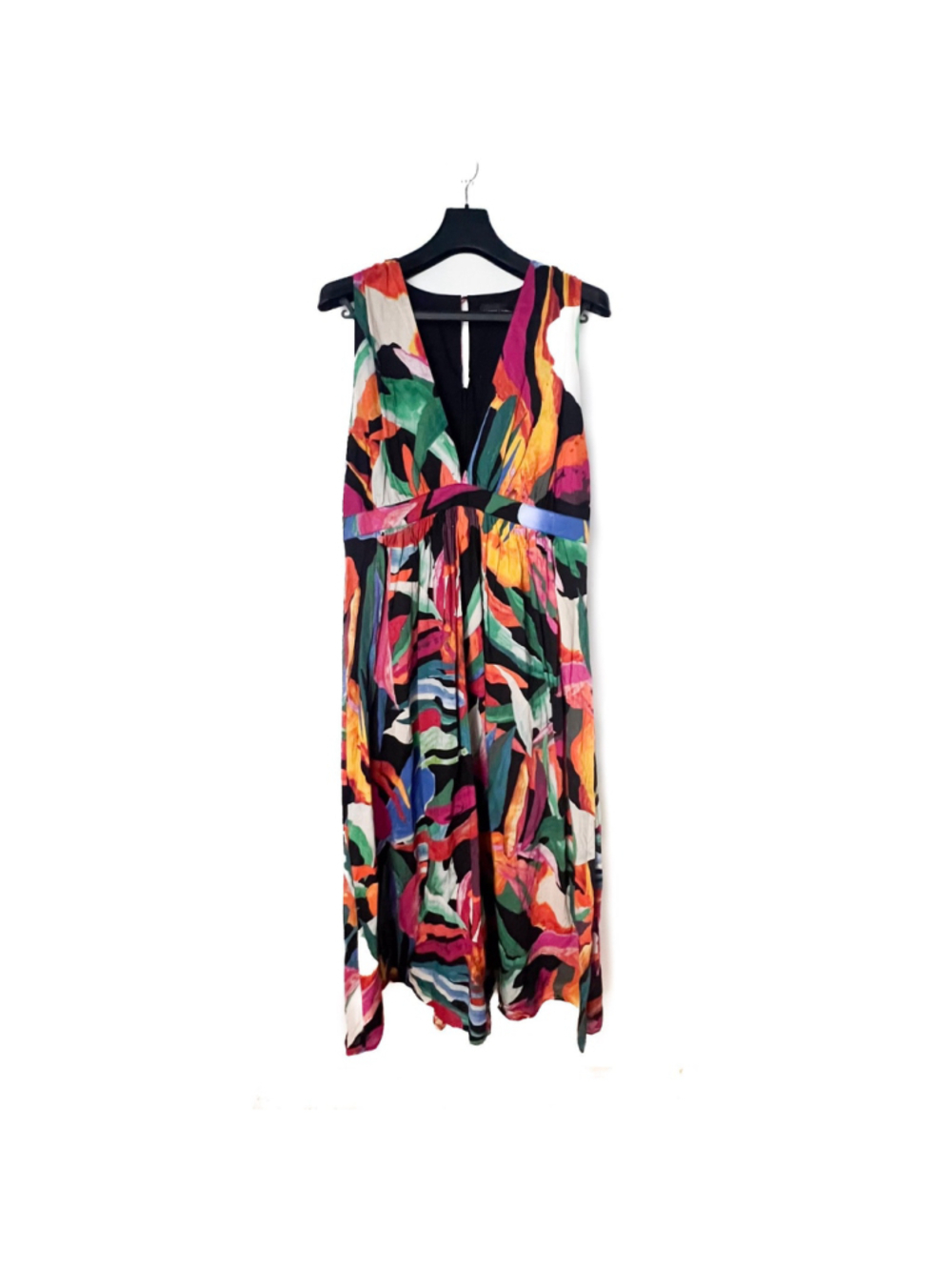 Gabrielle Union Maxi Dress XXL Cotton Multicolor Abstract Tropical Print Beach